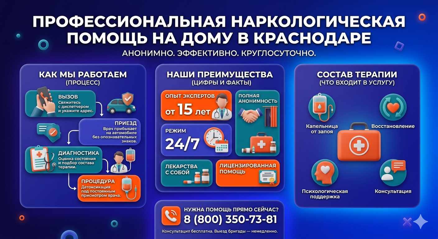 Инфографика о принципах лечения алкоголизма на дому в Скопине: этапы вызова нарколога, преимущества анонимной детоксикации и состав медицинской помощи.